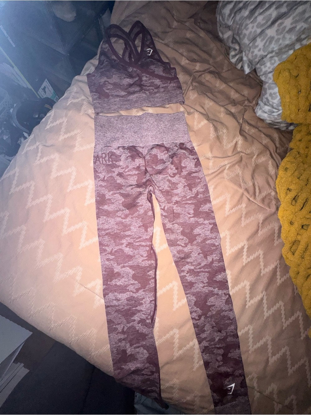 Gymshark Maroon Camo Seamless Active Set